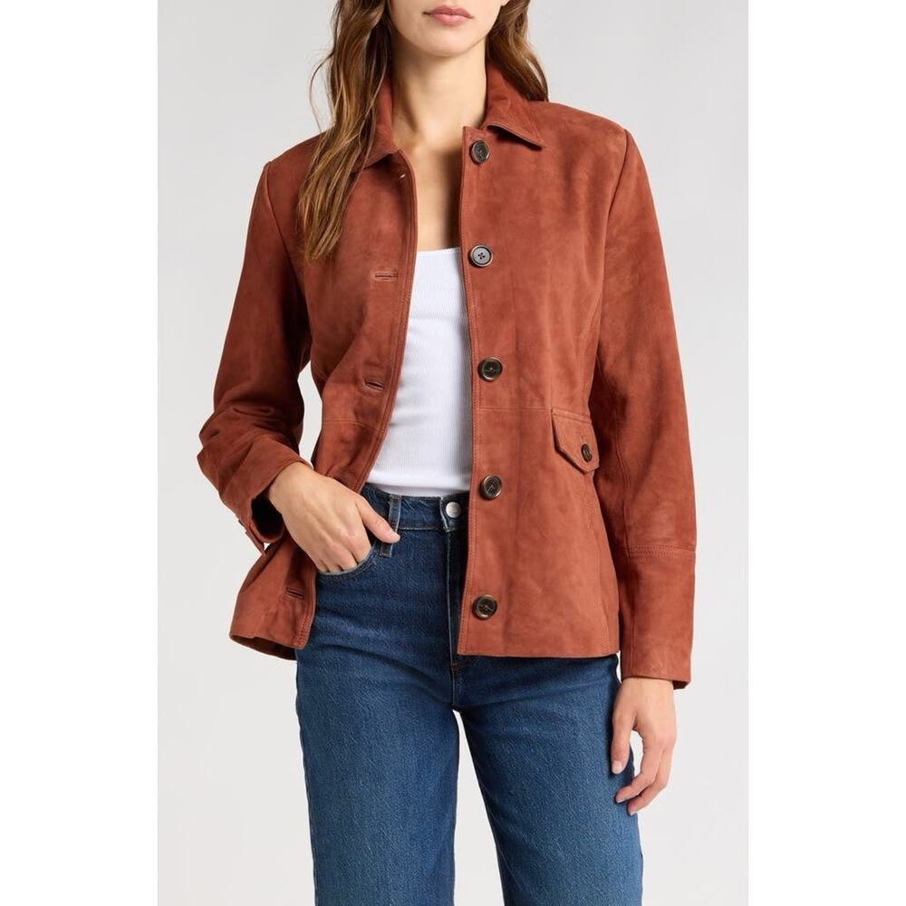 BERNARDO Women's SUEDE Jacket cinnamon Genuine Leather - Picture 7 of 7